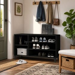 Shoe Storage Cabinet Black 102 x 36 x 60 cm Engineered Wood