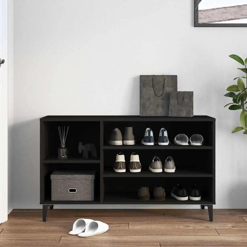 Shoe Cabinet Black Hallway 102x36x60 cm Storage Organiser Engineered Wood