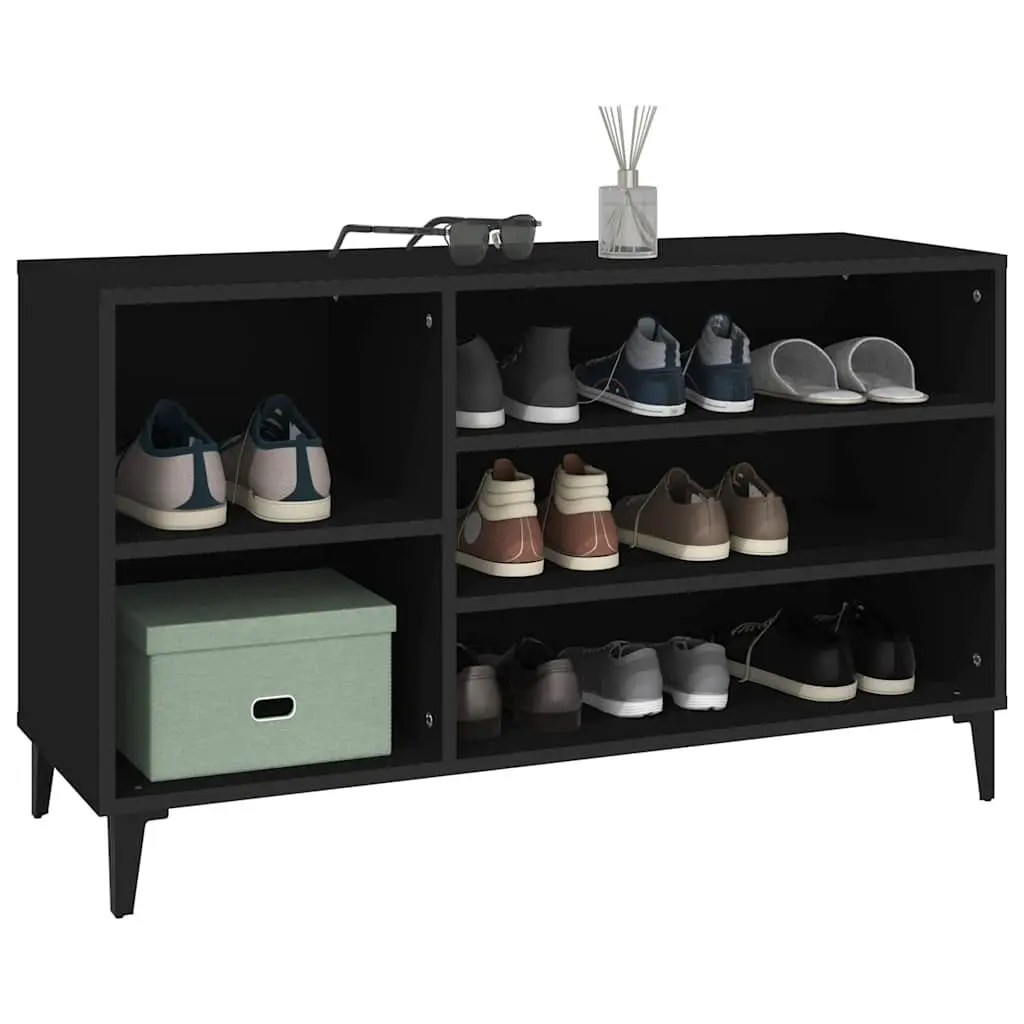 Shoe Cabinet Black Hallway 102x36x60 cm Storage Organiser Engineered Wood