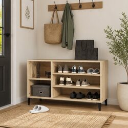 Shoe Cabinet Specifications: Engineered Wood, Beige, 102W x 36D x 60H cm