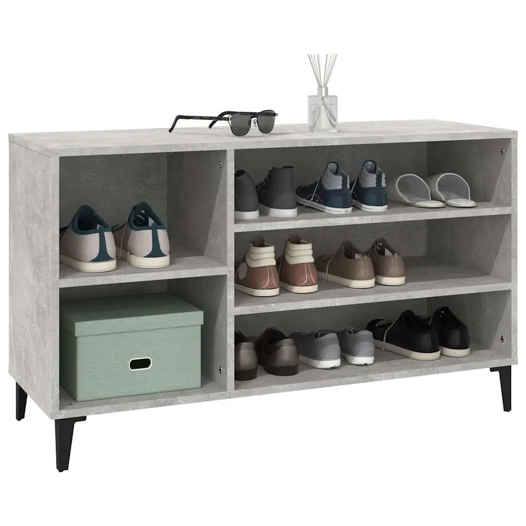 Shoe Cabinet Grey Engineered Wood Storage Organiser for Hallway 102W x 36D x 60H cm