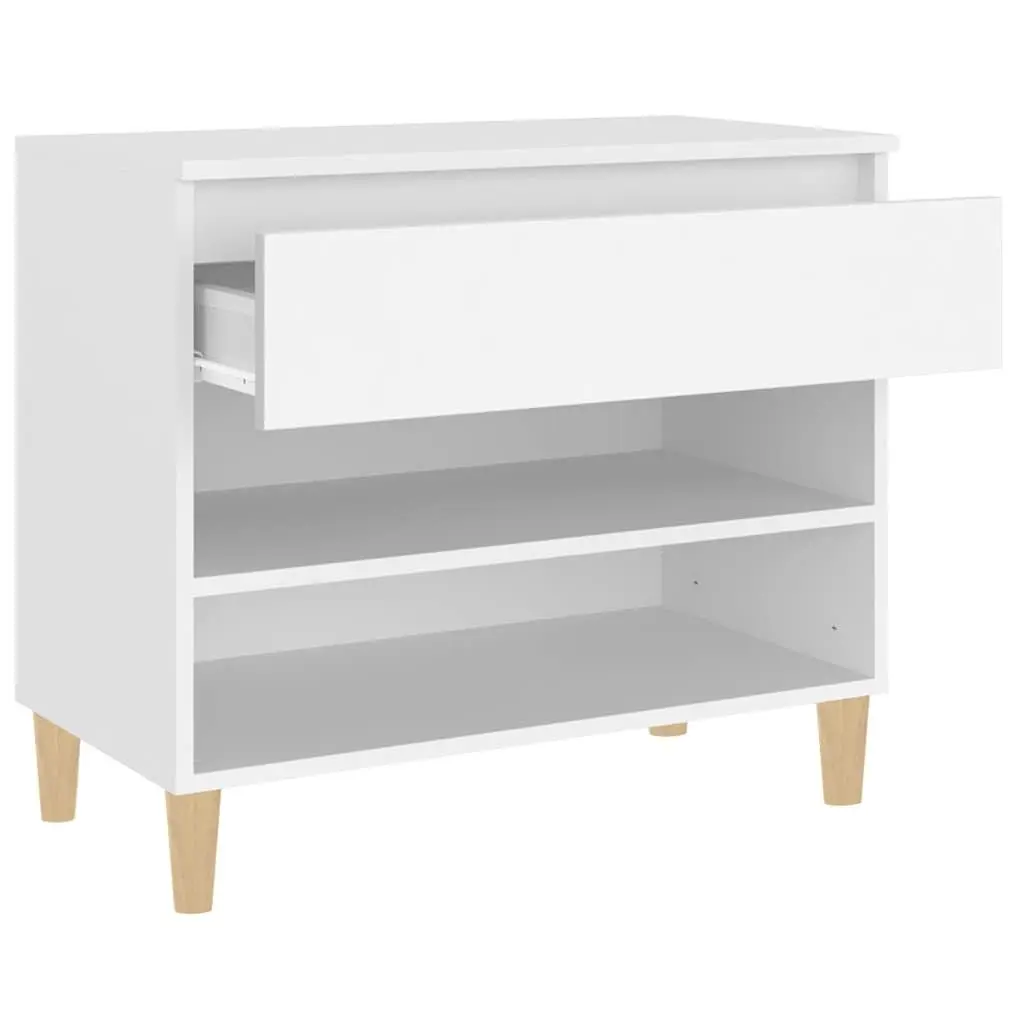 Shoe Cabinet White Engineered Wood Entryway 70x36x60 cm Storage Organiser