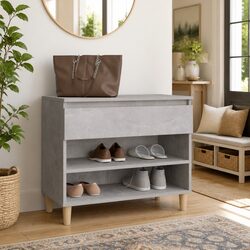 Shoe Cabinet Specifications: Grey 70x36x60cm Engineered Wood