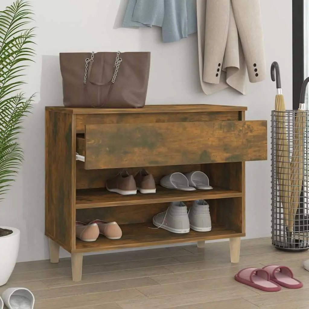 Shoe Cabinet Storage Organiser for Hallway Brown Engineered Wood 70x36x60cm