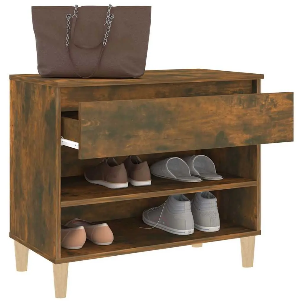 Shoe Cabinet Storage Organiser for Hallway Brown Engineered Wood 70x36x60cm