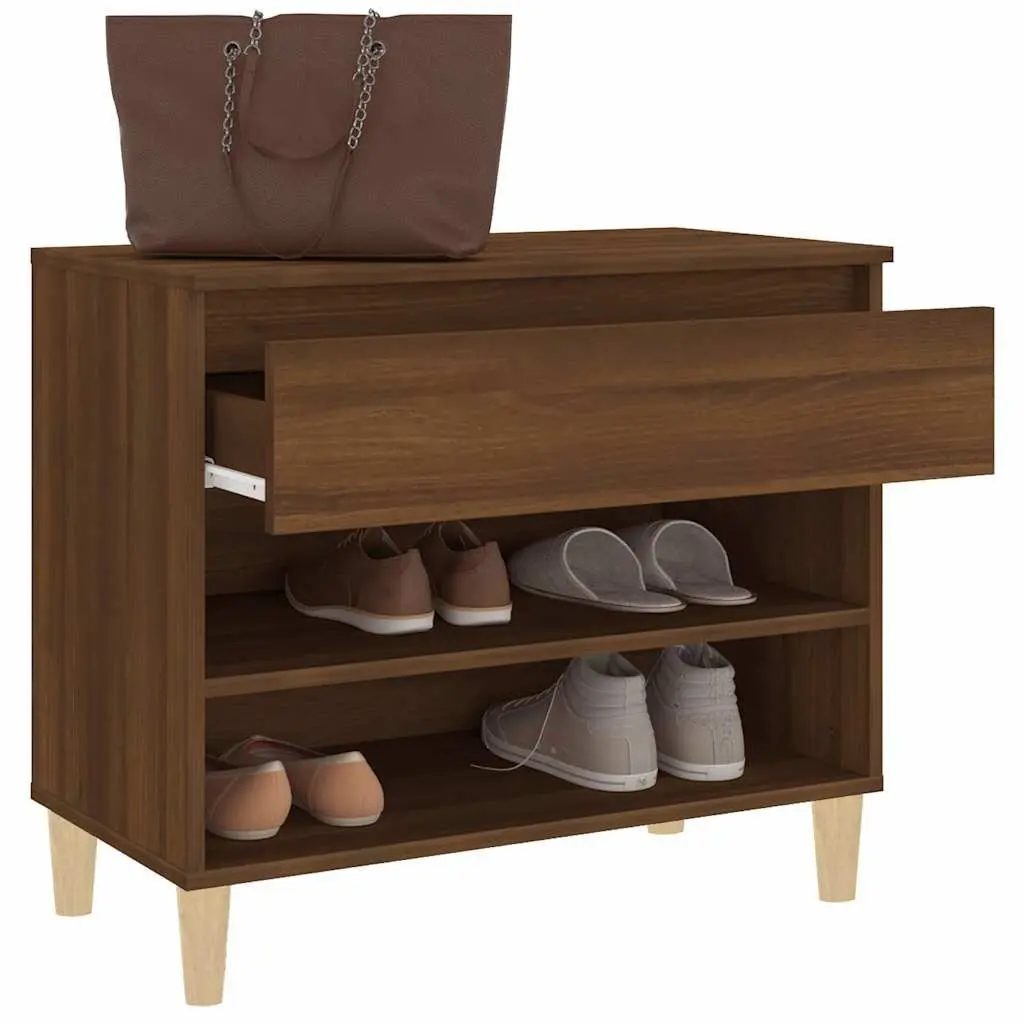 Shoe Cabinet Brown Oak 70x36x60 cm Storage Organiser Engineered Wood 2