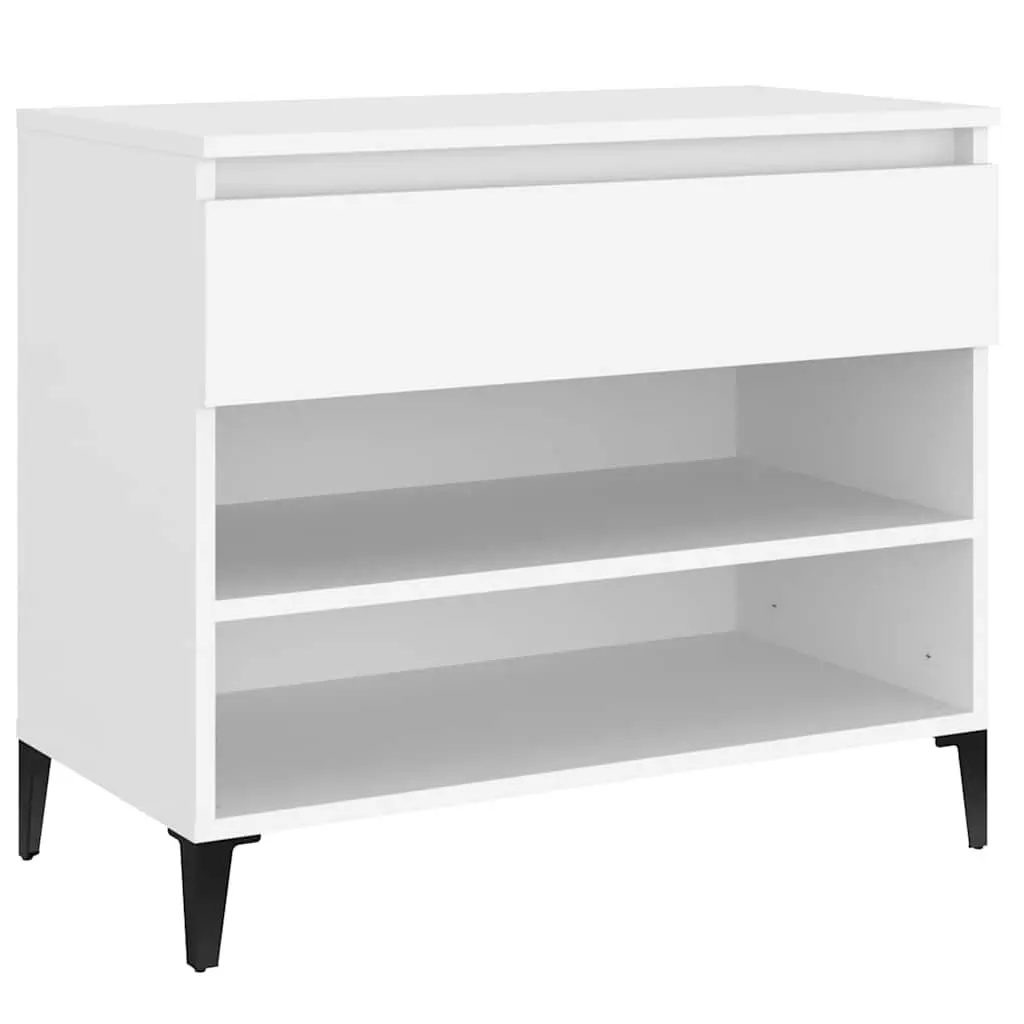 Shoe Cabinet White 70x36x60 cm Storage Organiser 2 Compartments Engineered Wood