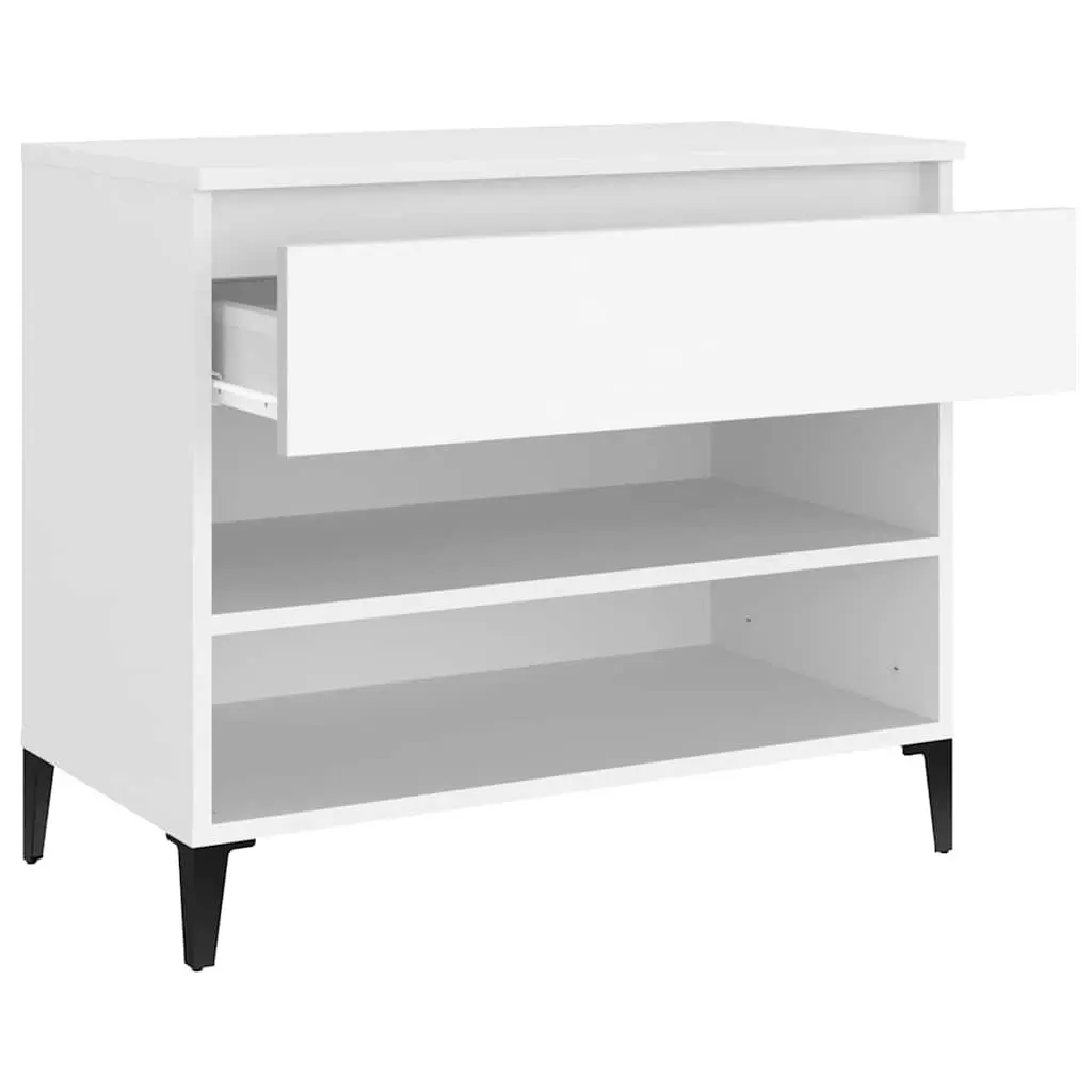 Shoe Cabinet White 70x36x60 cm Storage Organiser 2 Compartments Engineered Wood