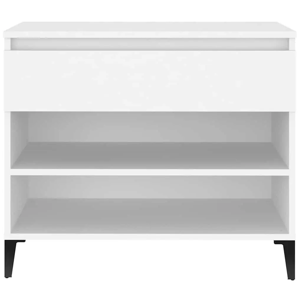 Shoe Cabinet White 70x36x60 cm Storage Organiser 2 Compartments Engineered Wood