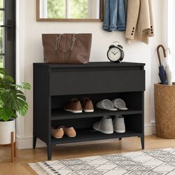Shoe Cabinet Specifications: Black 70x36x60cm Engineered Wood