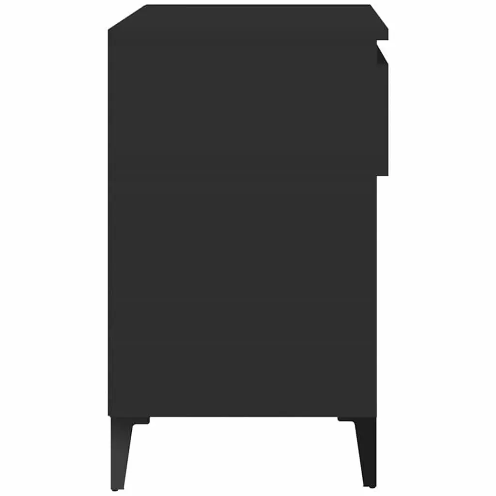 Shoe Cabinet Black Hallway 70x36x60cm Engineered Wood Storage Organiser 2 Compartments