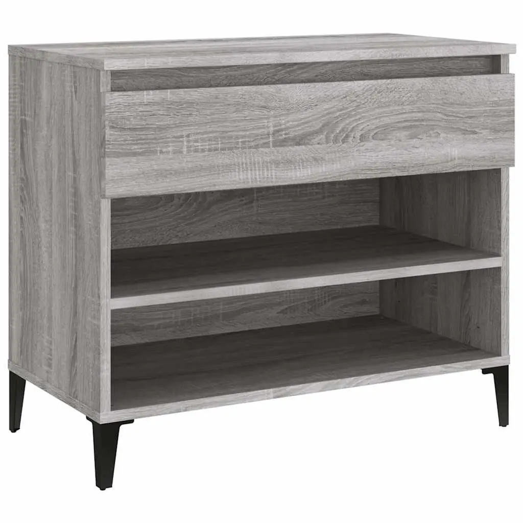 Shoe Cabinet Grey Engineered Wood Storage Hallway 70x36x60 cm
