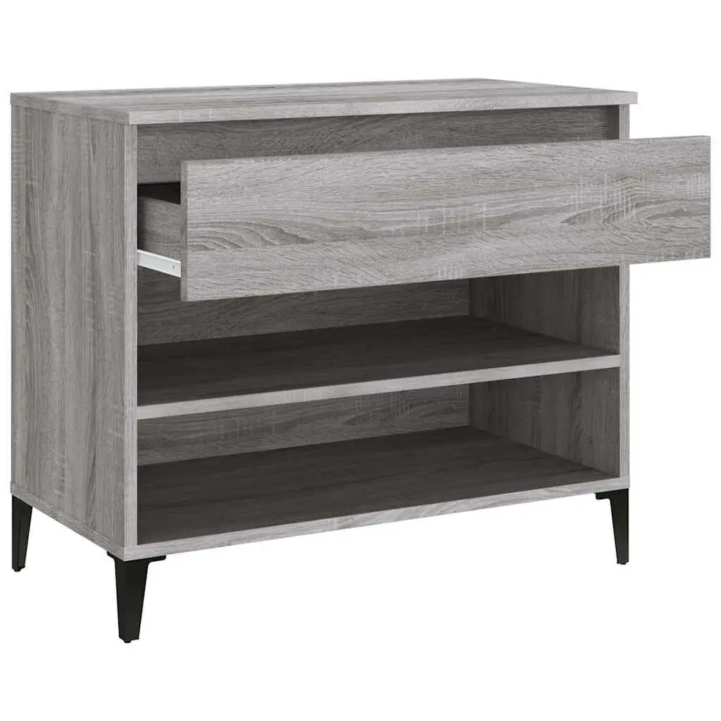 Shoe Cabinet Grey Engineered Wood Storage Hallway 70x36x60 cm