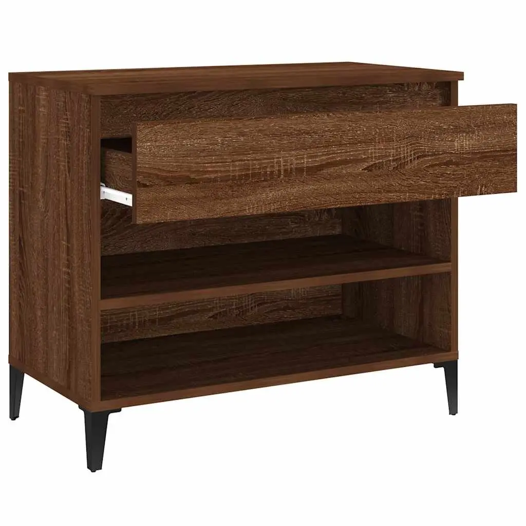 Shoe Cabinet Brown Oak 70x36x60 cm Storage Organiser Engineered Wood 2