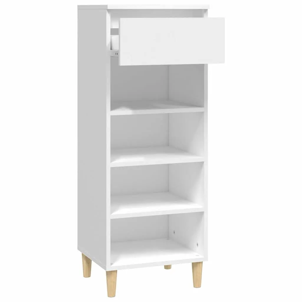 Shoe Cabinet Storage Organiser White 40x36x105cm Engineered Wood 4 Shelf Drawer