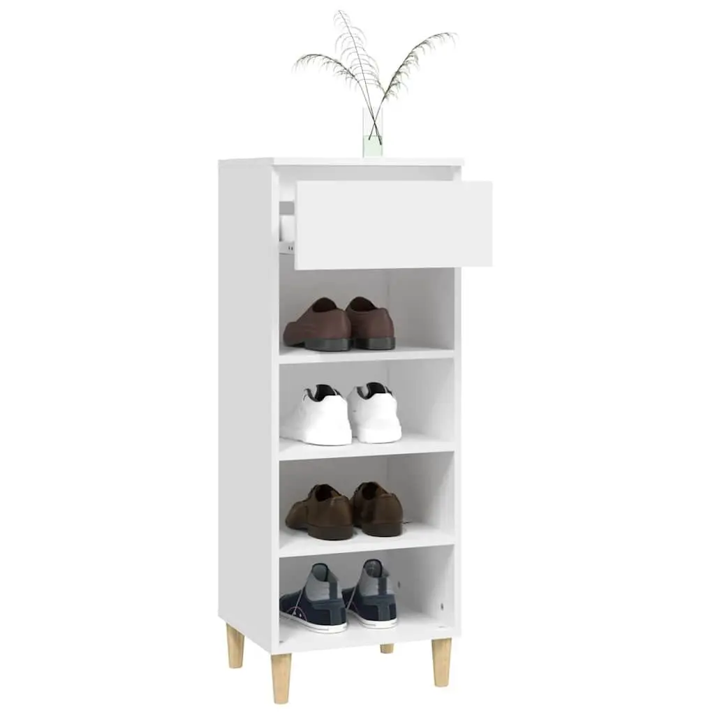 Shoe Cabinet Storage Organiser White 40x36x105cm Engineered Wood 4 Shelf Drawer