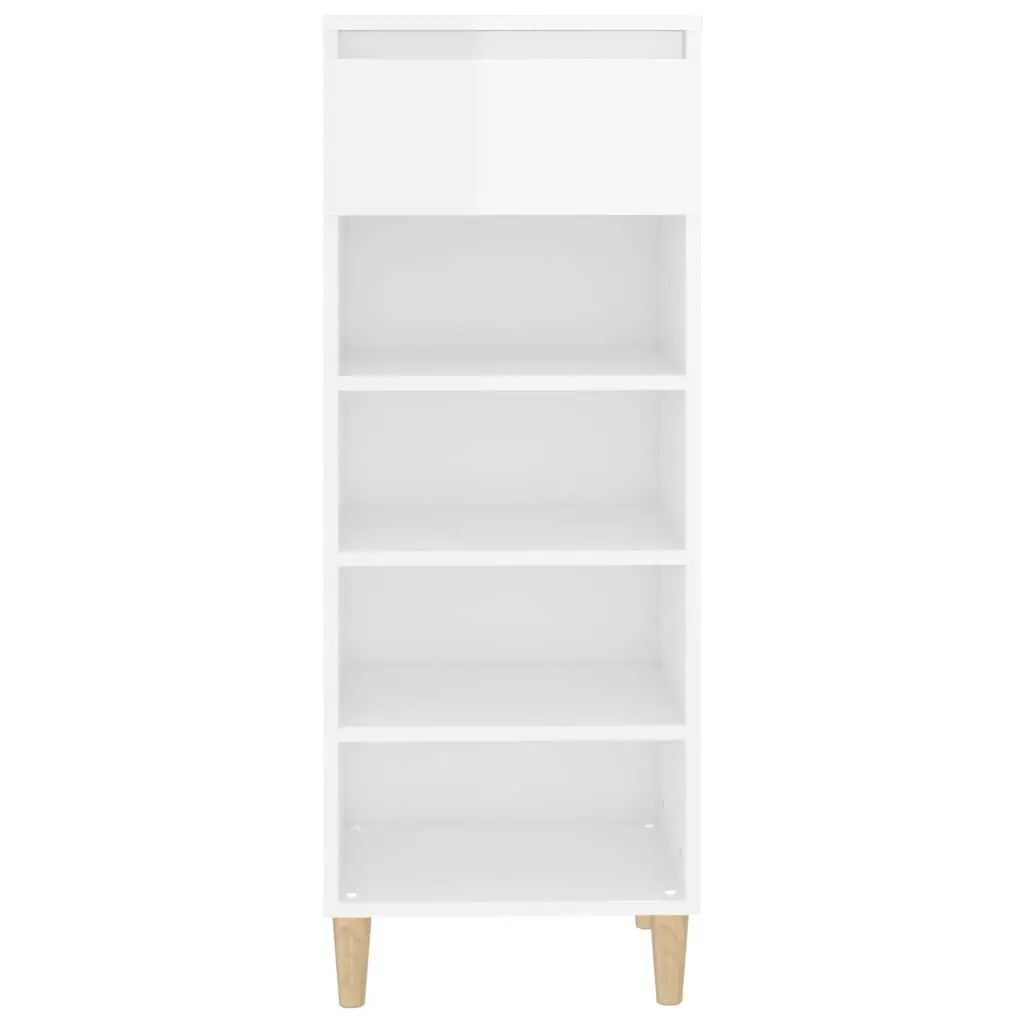 Shoe Cabinet White High Gloss 40x36x105cm Storage Organiser 4 Shelves Drawer