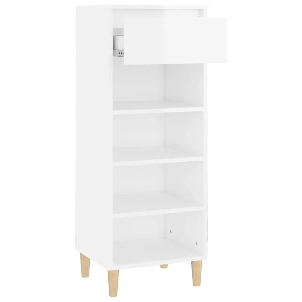 Shoe Cabinet White High Gloss 40x36x105cm Storage Organiser 4 Shelves Drawer