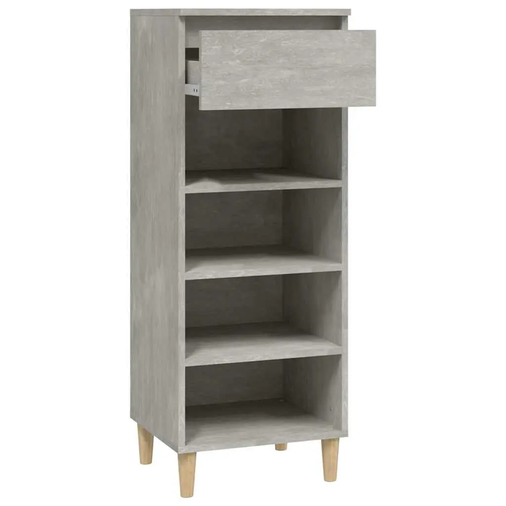 Shoe Cabinet Storage Organiser for Home 4 Shelves 1 Drawer Grey Wooden