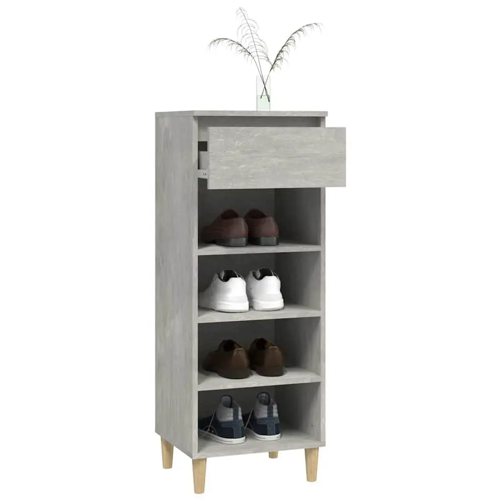 Shoe Cabinet Storage Organiser for Home 4 Shelves 1 Drawer Grey Wooden