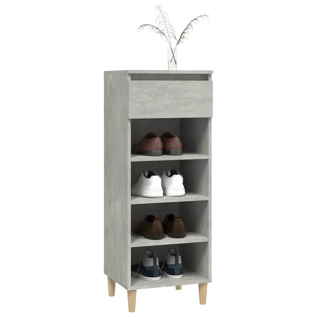 Shoe Cabinet Storage Organiser for Home 4 Shelves 1 Drawer Grey Wooden