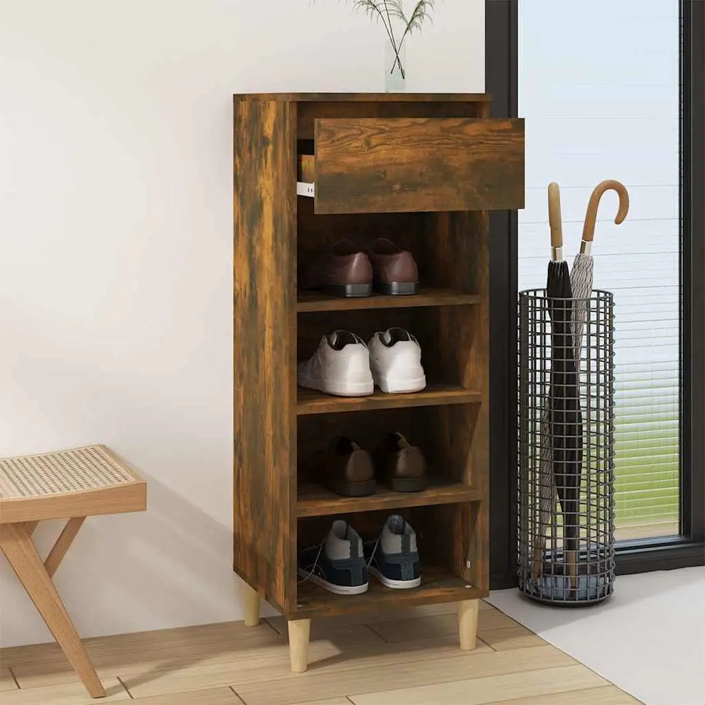 Shoe Cabinet Smoked Oak Entryway 40x36x105cm Storage Rack with Drawer and Shelves