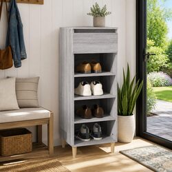 Shoe Cabinet Grey Sonoma 40x36x105 cm Storage Organiser 4 Shelves Drawer