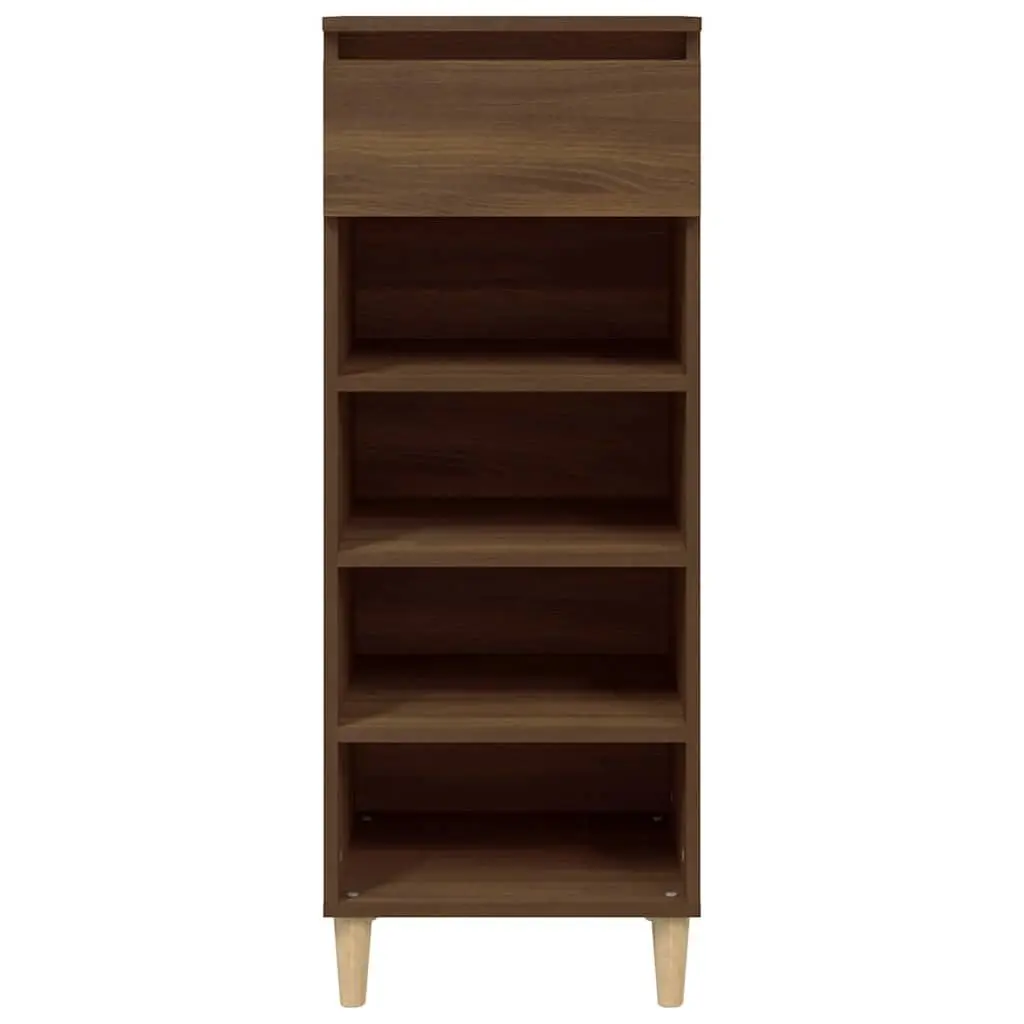 Shoe Cabinet for Home Organisation Brown Oak Engineered Wood 4 Shelves 1 Drawer