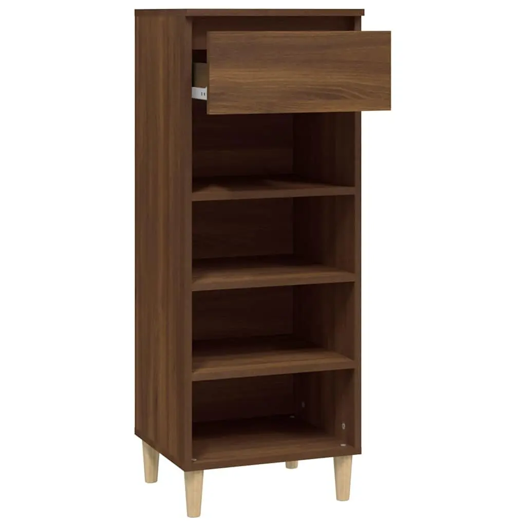 Shoe Cabinet for Home Organisation Brown Oak Engineered Wood 4 Shelves 1 Drawer