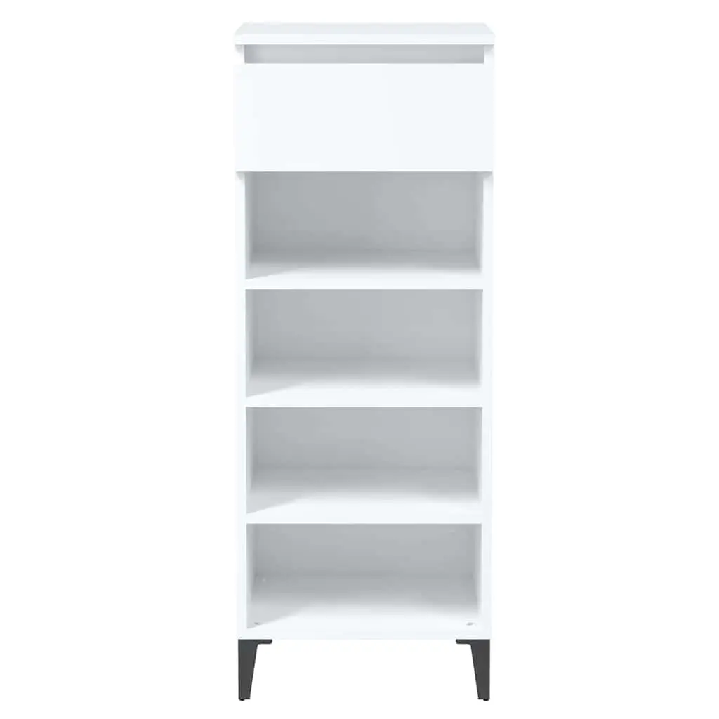 Shoe Rack White Storage Cabinet Organiser 40x36x105cm Engineered Wood Drawer
