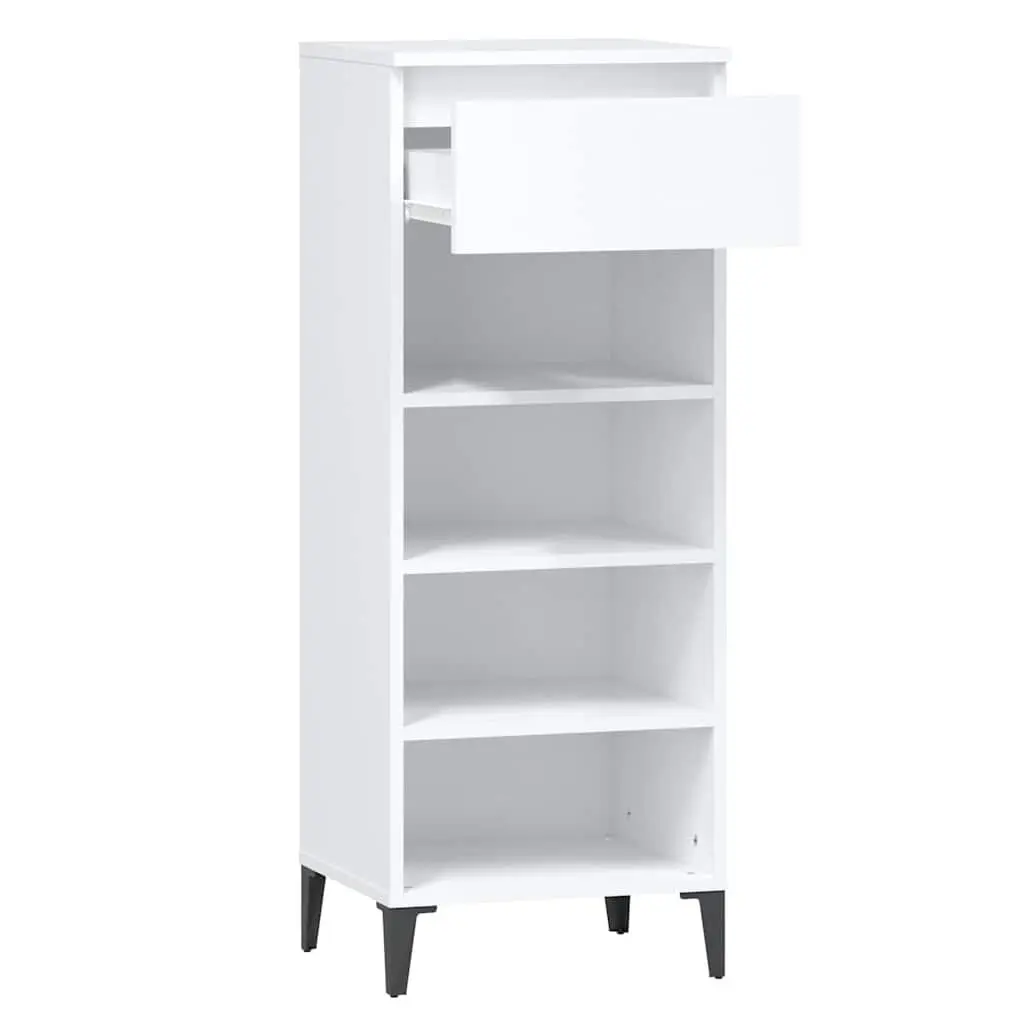 Shoe Rack White Storage Cabinet Organiser 40x36x105cm Engineered Wood Drawer