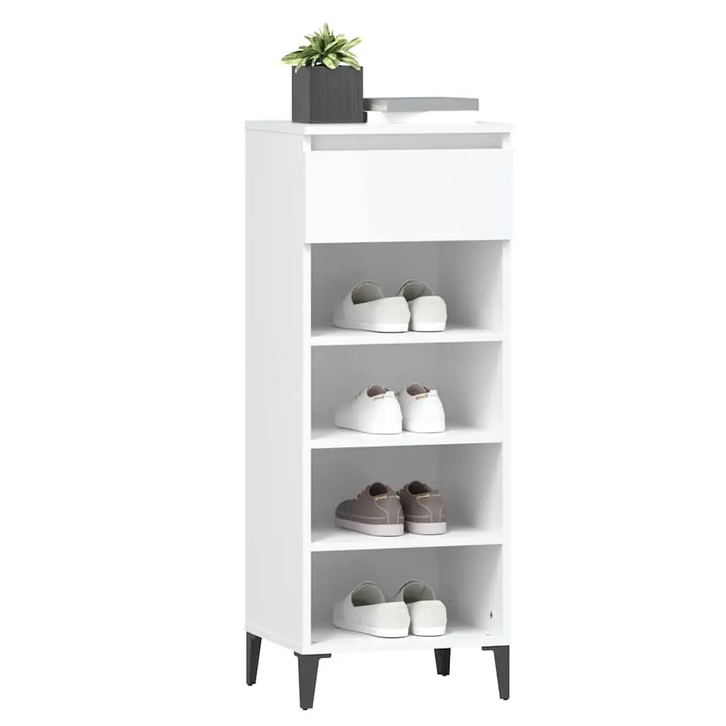 Shoe Rack White Storage Cabinet Organiser 40x36x105cm Engineered Wood Drawer