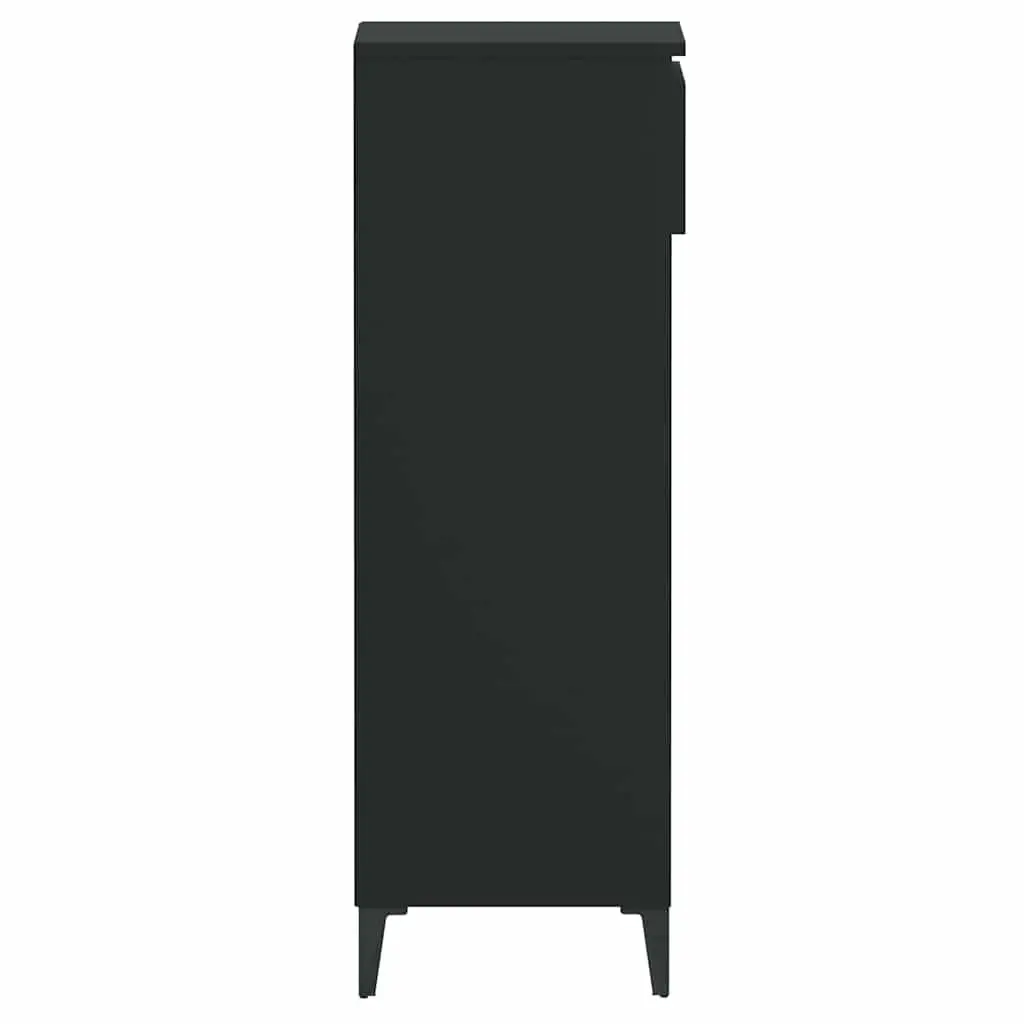 Shoe Rack Storage Cabinet Black Engineered Wood Shelves Drawer Organiser Unit