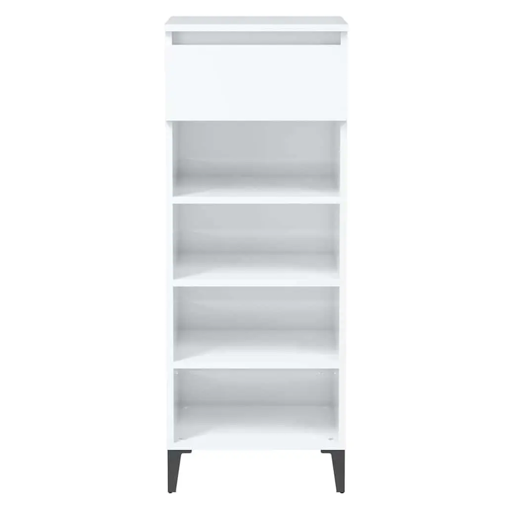 Shoe Rack High Gloss White Storage Cabinet with Drawer 3 Shelves Organiser