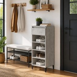 Shoe Storage Rack - 40x36x105cm Grey Cabinet