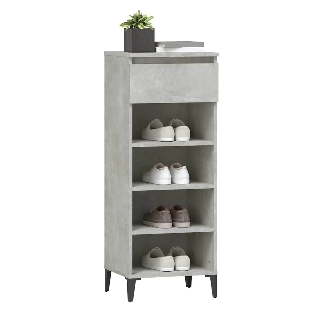 Shoe Rack Grey Storage Cabinet Organiser 40x36x105cm Engineered Wood Drawer
