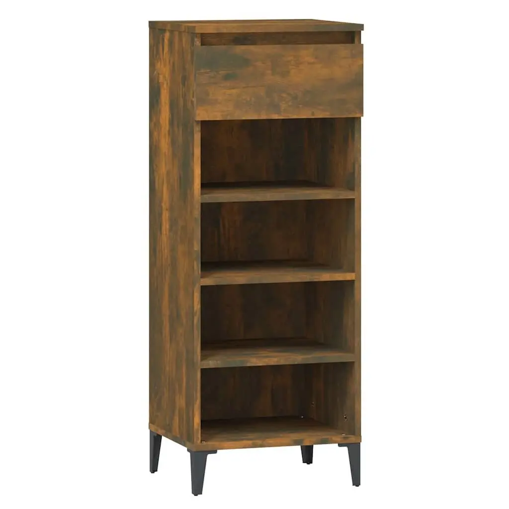 Shoe Rack Storage Cabinet Engineered Wood Smoked Oak Brown 40x36x105cm