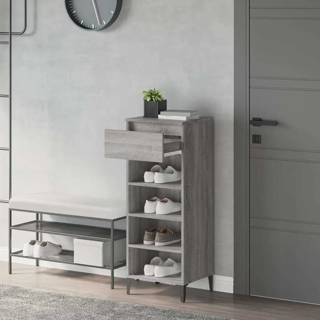 40x36x105cm Grey Engineered Wood Shoe Rack with 1 Drawer