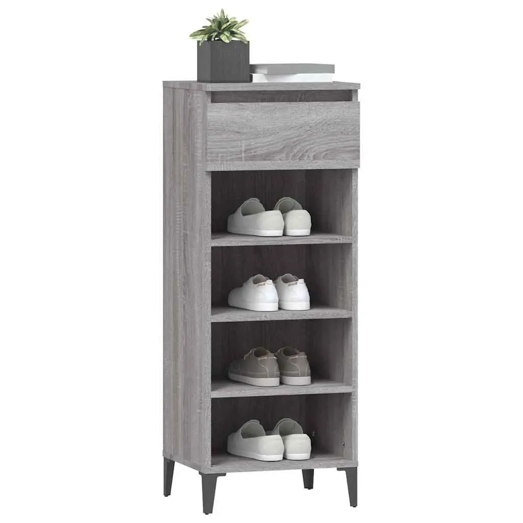 40x36x105cm Grey Engineered Wood Shoe Rack with 1 Drawer