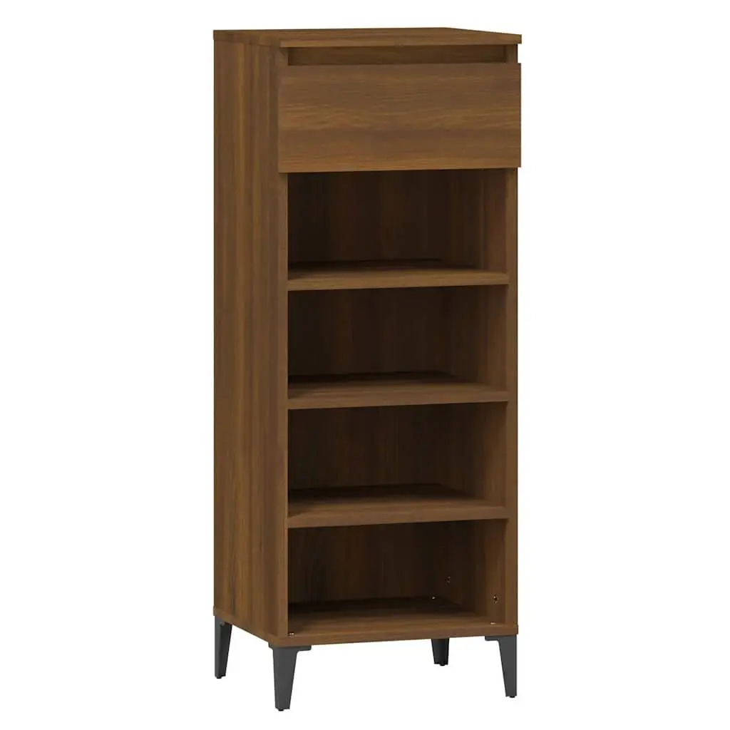 Shoe Rack Brown Oak 40x36x105 cm Storage Organiser Cabinet Shelves Drawer