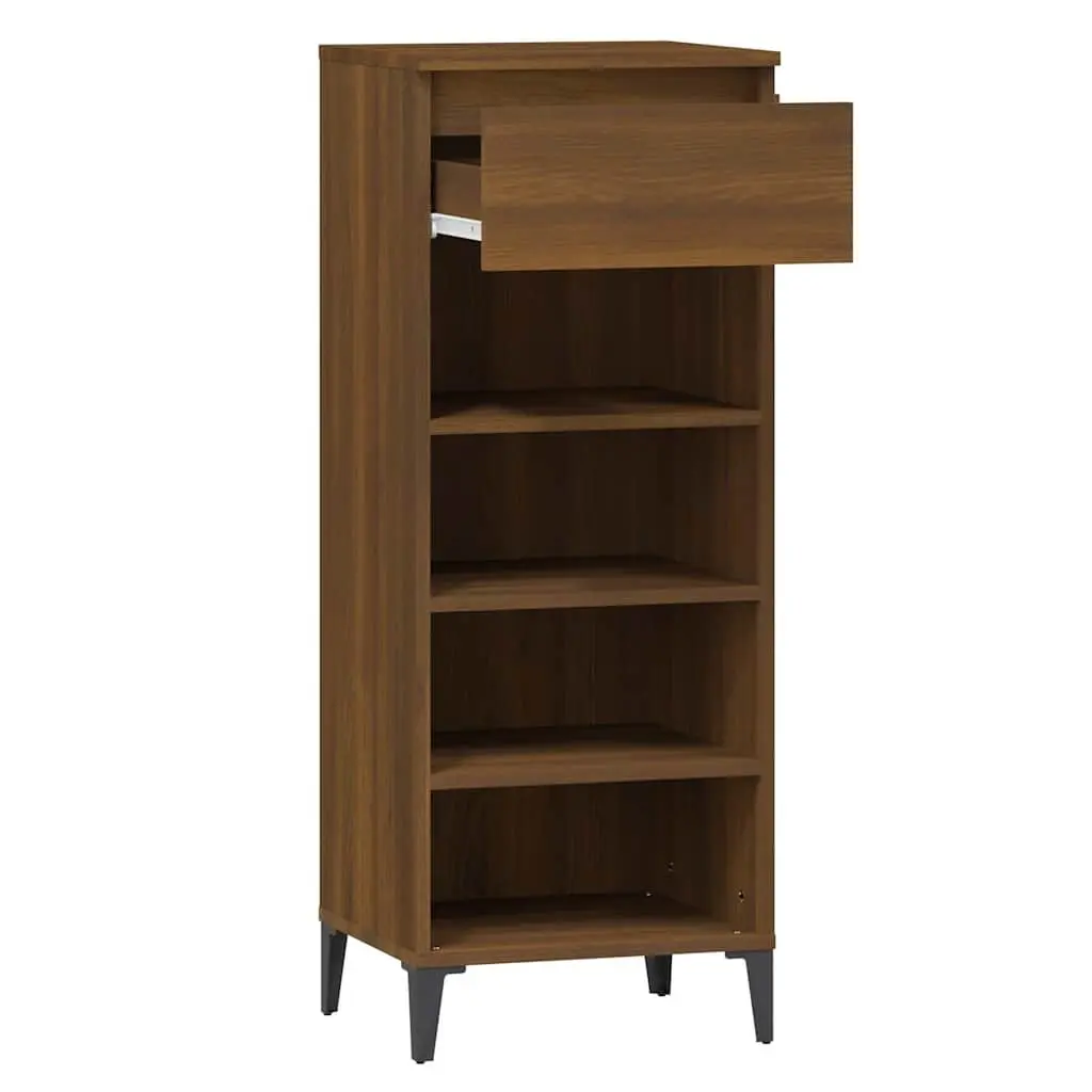 Shoe Rack Brown Oak 40x36x105 cm Storage Organiser Cabinet Shelves Drawer