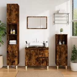 Bathroom Vanity Cabinet Storage Unit Engineered Wood Brown 30x30x190 cm