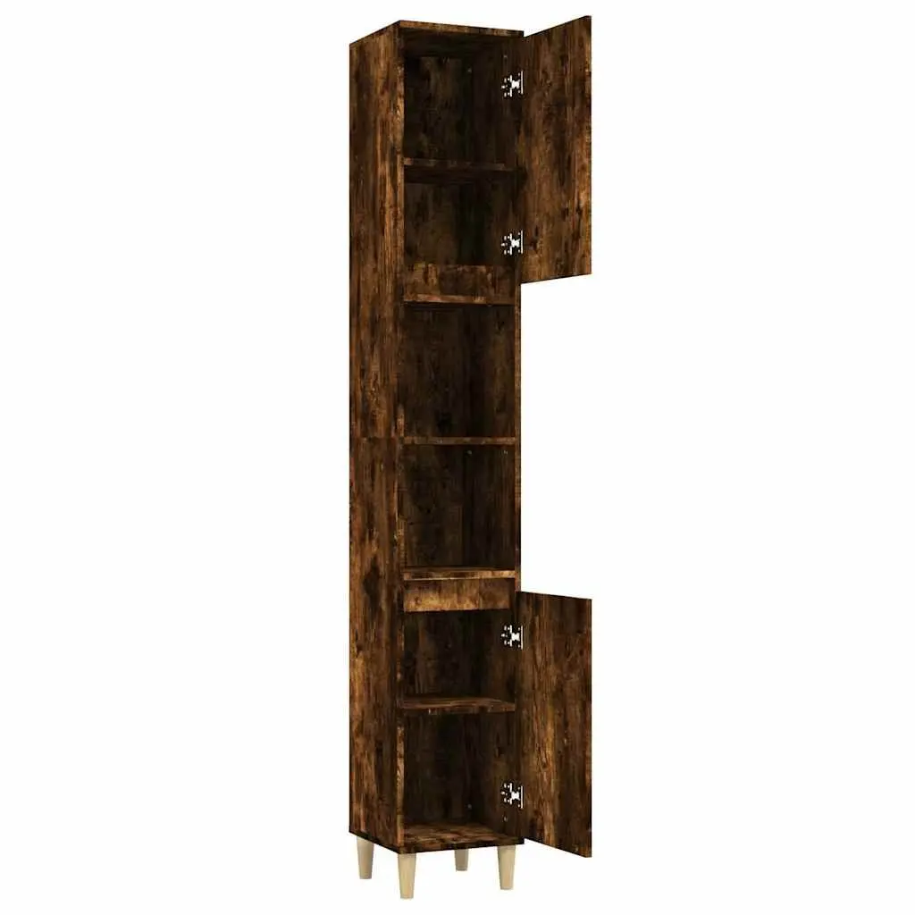 30x30x190 cm Brown Bathroom Cabinet with Storage