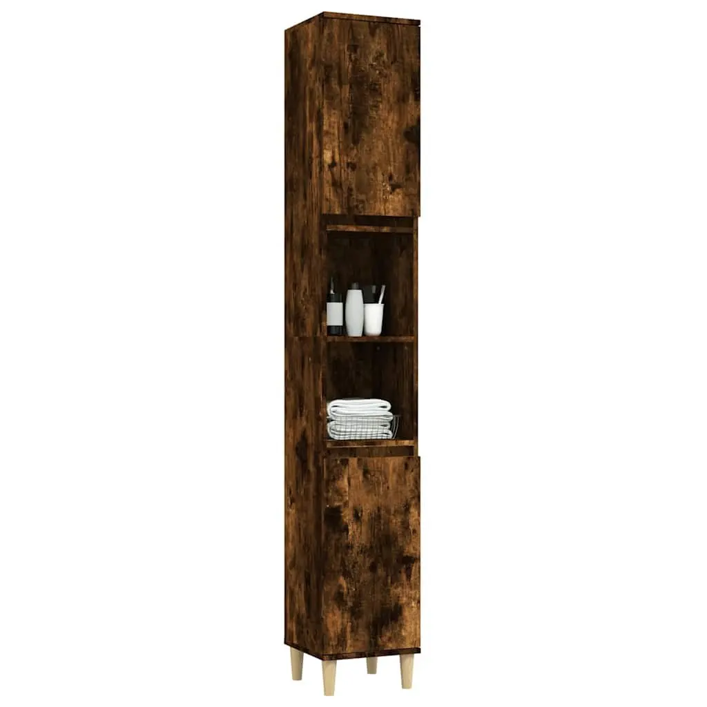 30x30x190 cm Brown Bathroom Cabinet with Storage