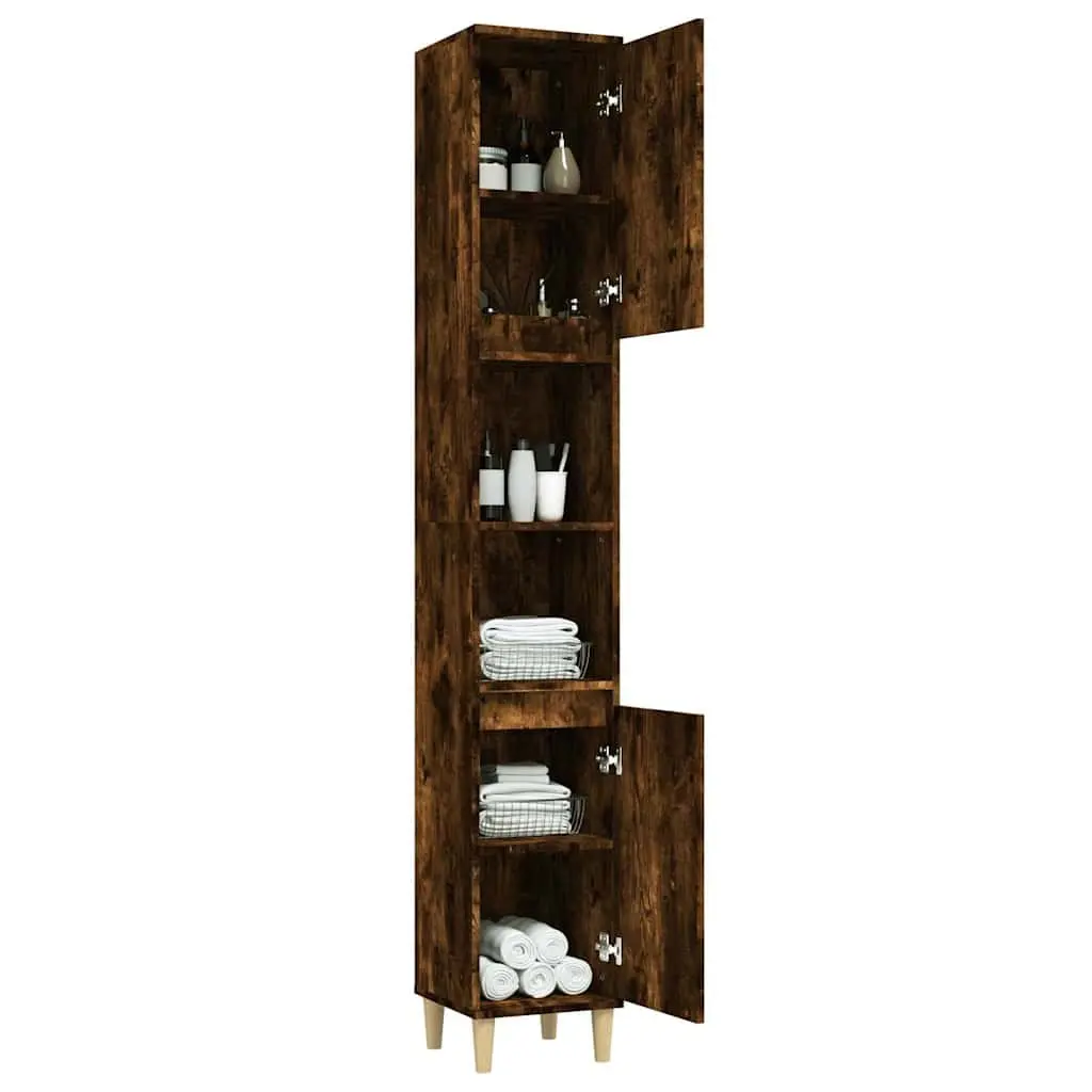 30x30x190 cm Brown Bathroom Cabinet with Storage