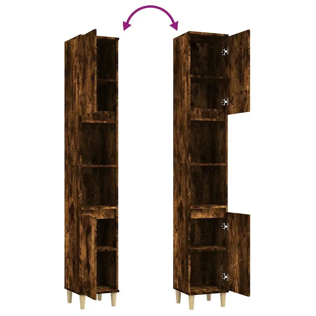 30x30x190 cm Brown Bathroom Cabinet with Storage