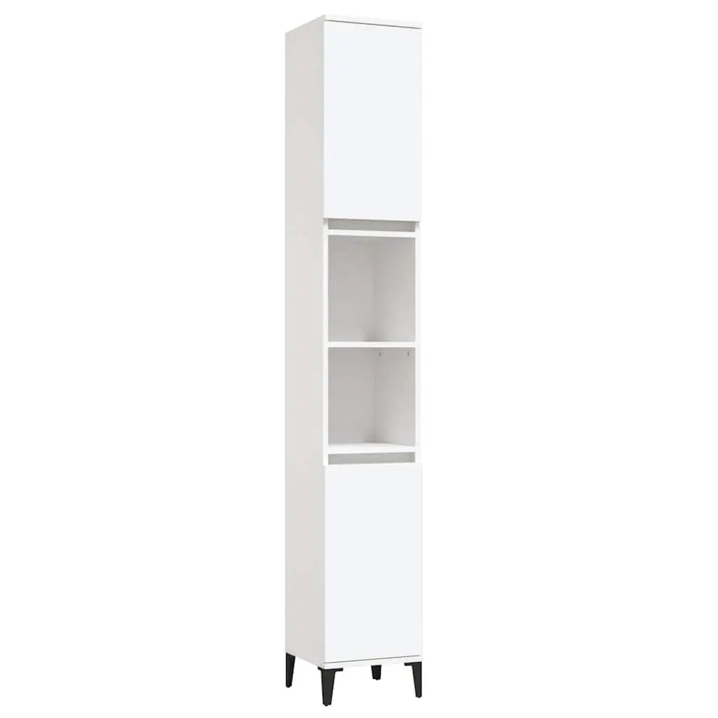 Bathroom Cabinet White 30x30x190 cm Storage Cupboard Engineered Wood