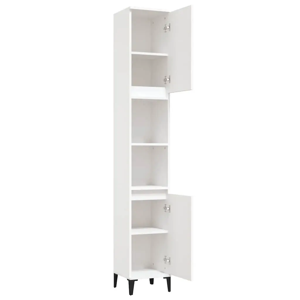 Bathroom Cabinet White 30x30x190 cm Storage Cupboard Engineered Wood