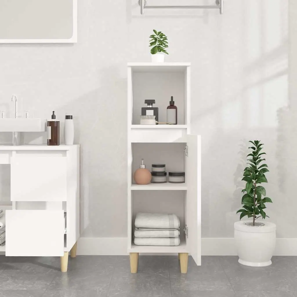 Bathroom Vanity Cabinet White Storage Cupboard Engineered Wood 30x30x100cm