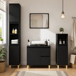 Dimensions and Features of the Black Bathroom Vanity Cabinet